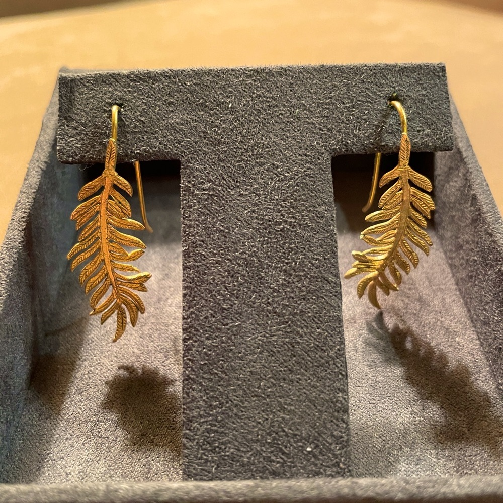 Julie Vos Gold Leaf Dangle Earrings